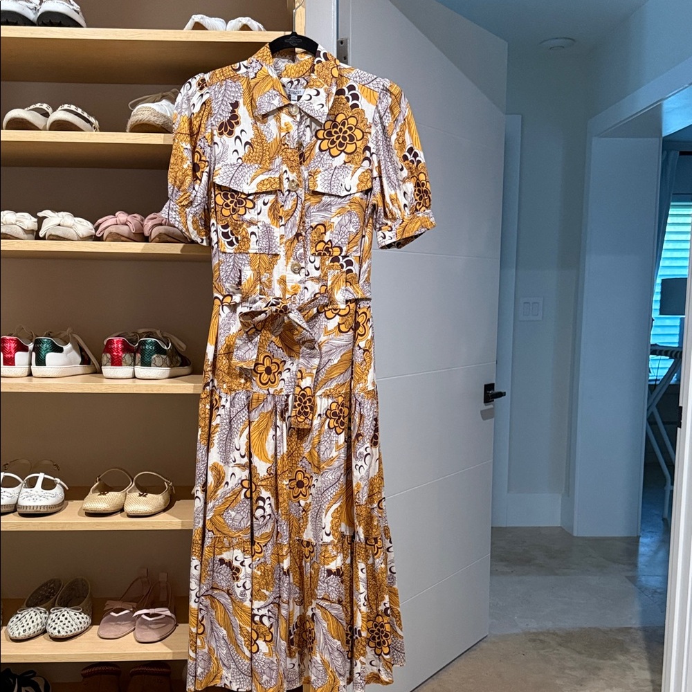 10 Crosby Derek Lam Floral Midi Dress in Yellow and White